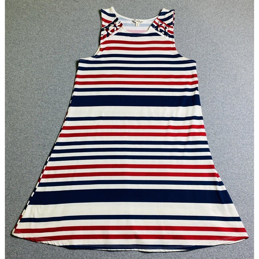 ABOUT A GIRL Women's Red & Blue Striped Sleeveless Dress Size XS